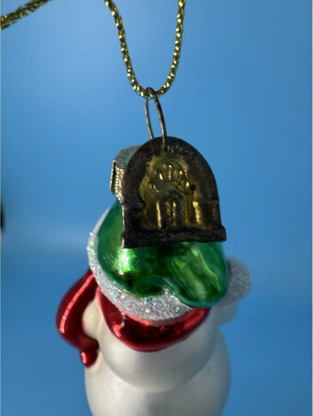 Vintage 2003 Thomas Pacconi Blown Glass Snowman Holding Beach Ball Ornament 3.5